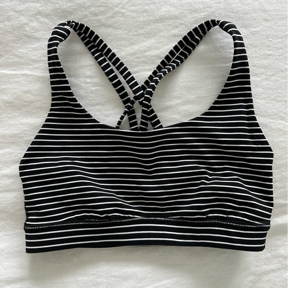 Lululemon Energy Bra Mod Stripe Black White